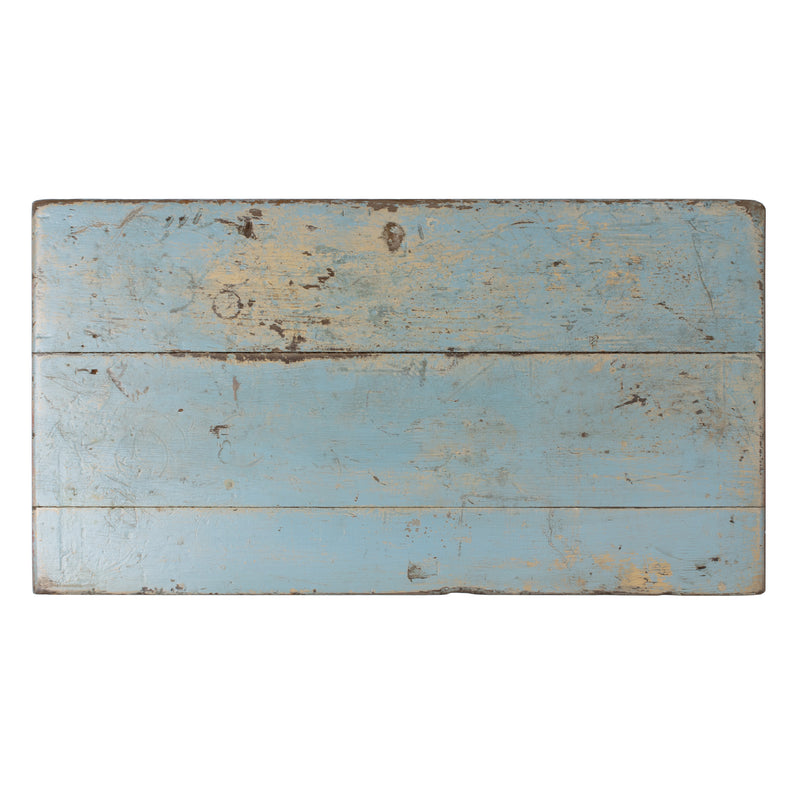 White Crackle Painted Cupboard w/ Distressed Blue Top & 2 Door Tongue & Groove Base