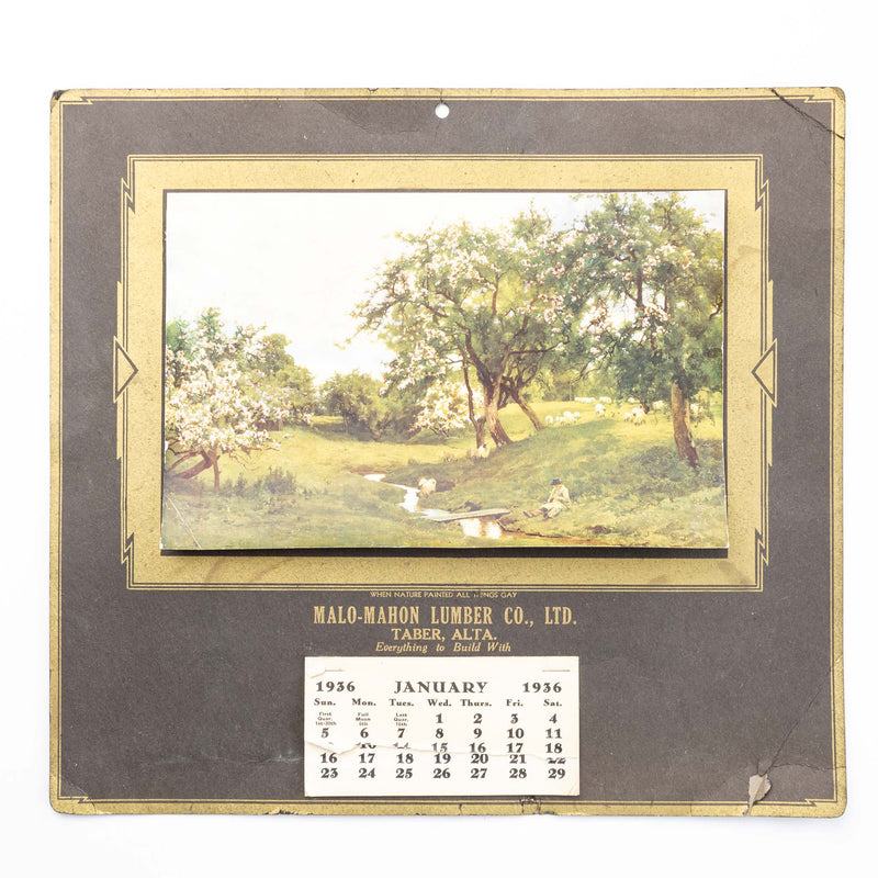 Malo-Mahon Lumber Co. Ltd. 1936 Calendar