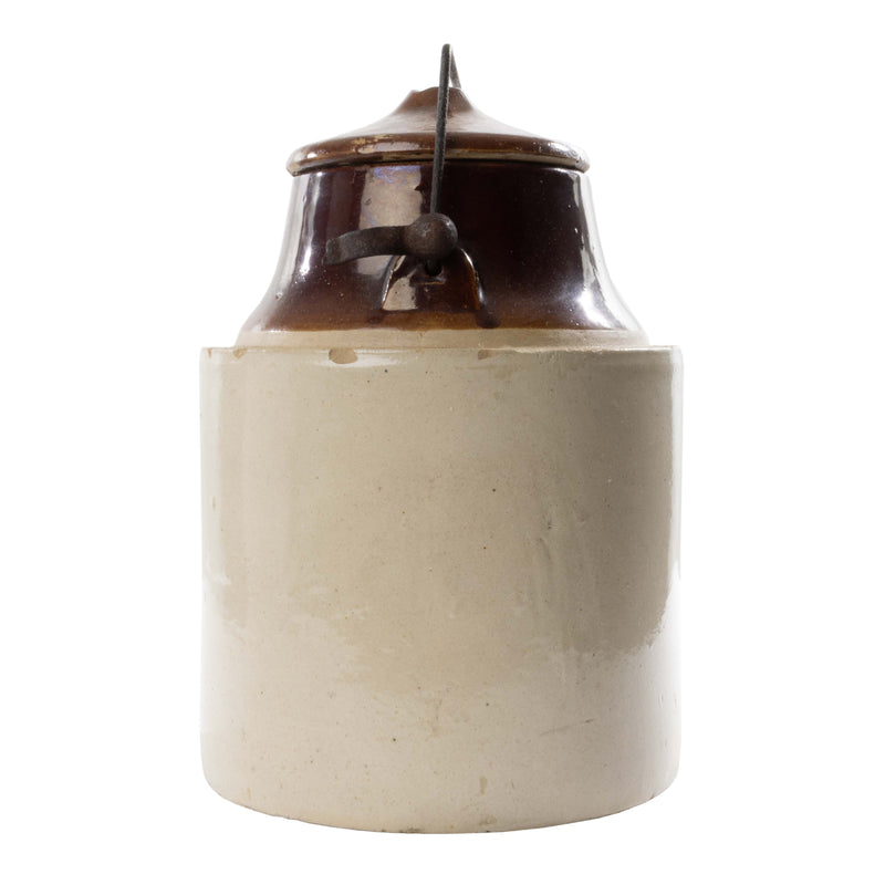 2 Toned Glazed Crock with Lid and Handle