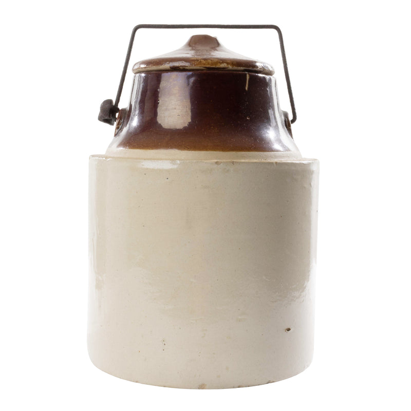 2 Toned Glazed Crock with Lid and Handle