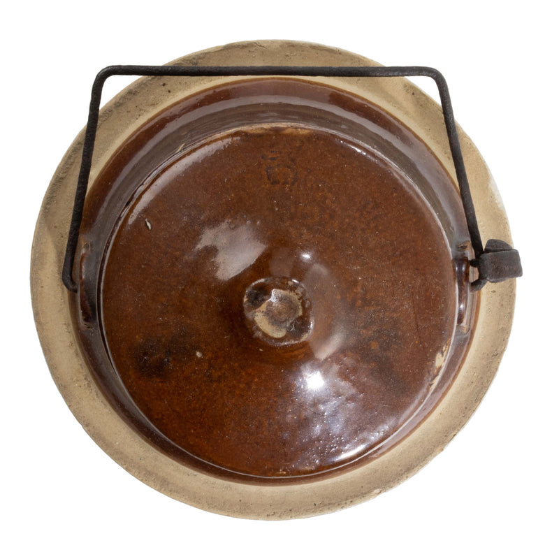 2 Toned Glazed Crock with Lid and Handle