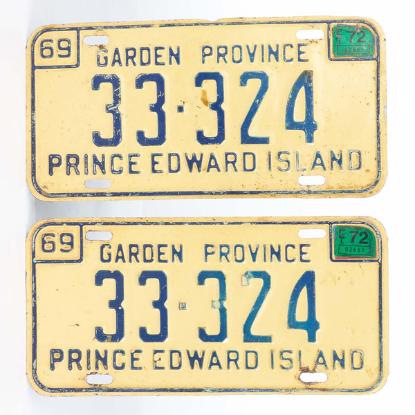 Pair of 1969 PEI License Plates 72 Sticker