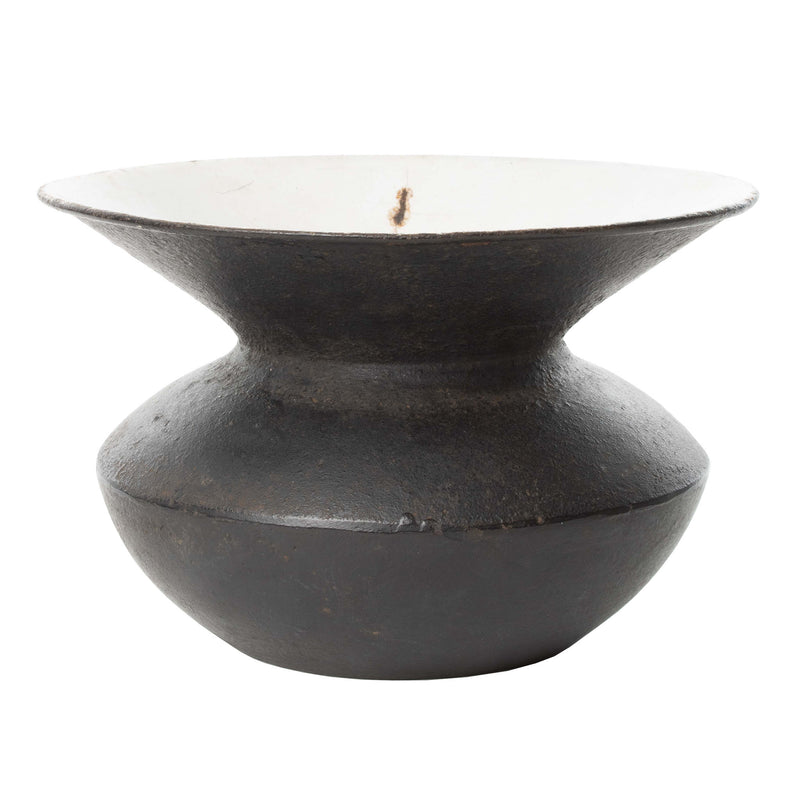 Black Cast Spitoon with White Interior