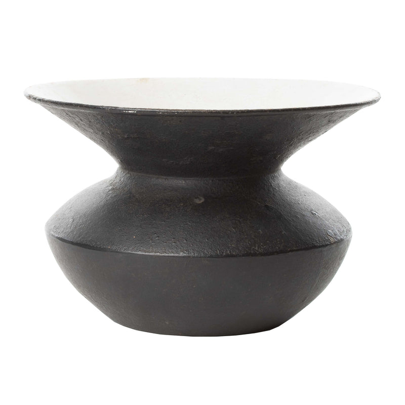 Black Cast Spitoon with White Interior