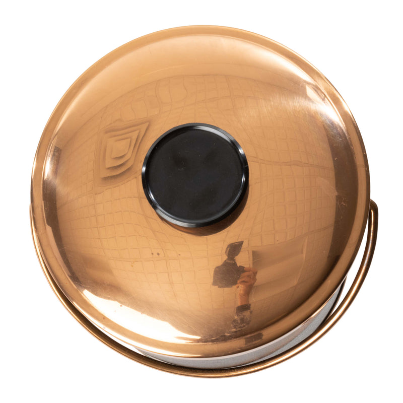 Black Vinyl Covered Copper Ice Bucket with Lid and Tongs (As Is)