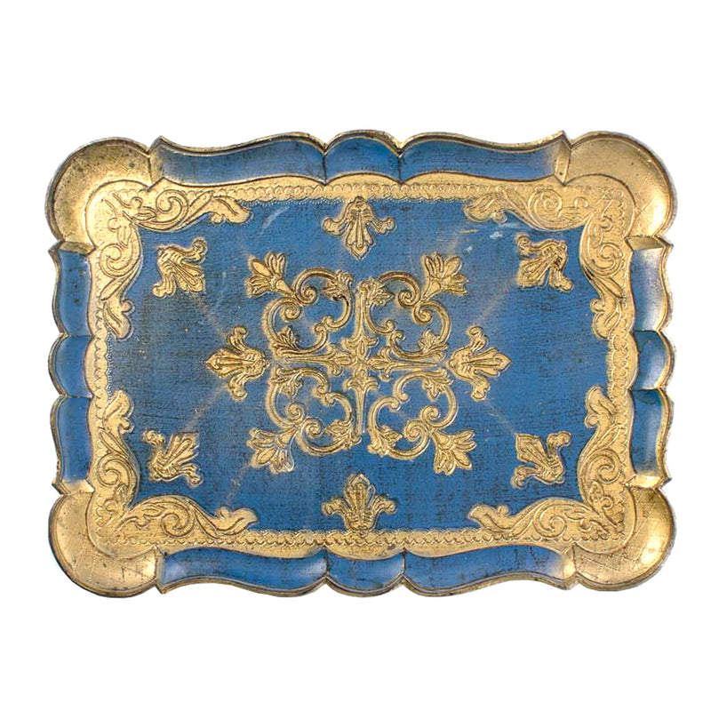 Blue and Gold Resin Florentine Tray