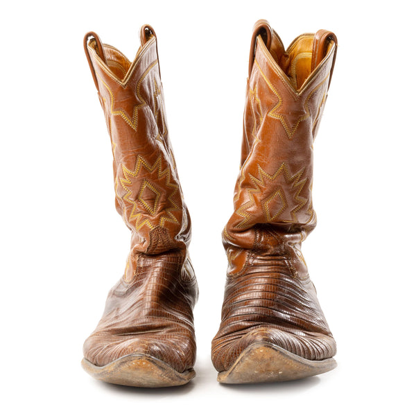 Brown Lizard Cowboy Boots Size Unknown