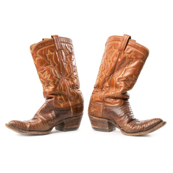 Brown Lizard Cowboy Boots Size Unknown