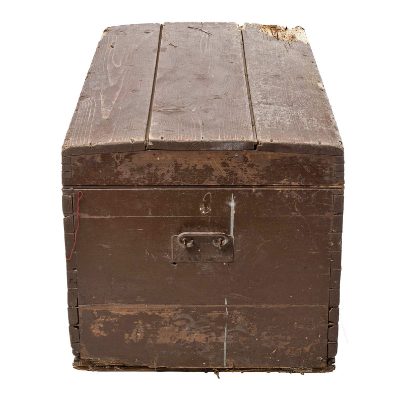 Brown Painted Wood Dome Top Trunk