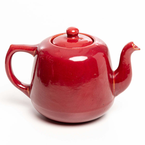 Burgundy Pottery Teapot with Lid