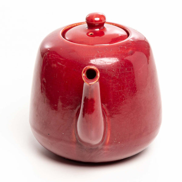 Burgundy Pottery Teapot with Lid