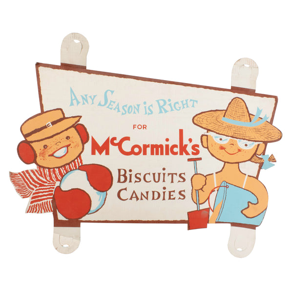 Cardboard McCormick's Biscuits Advertising Sign with Tabs