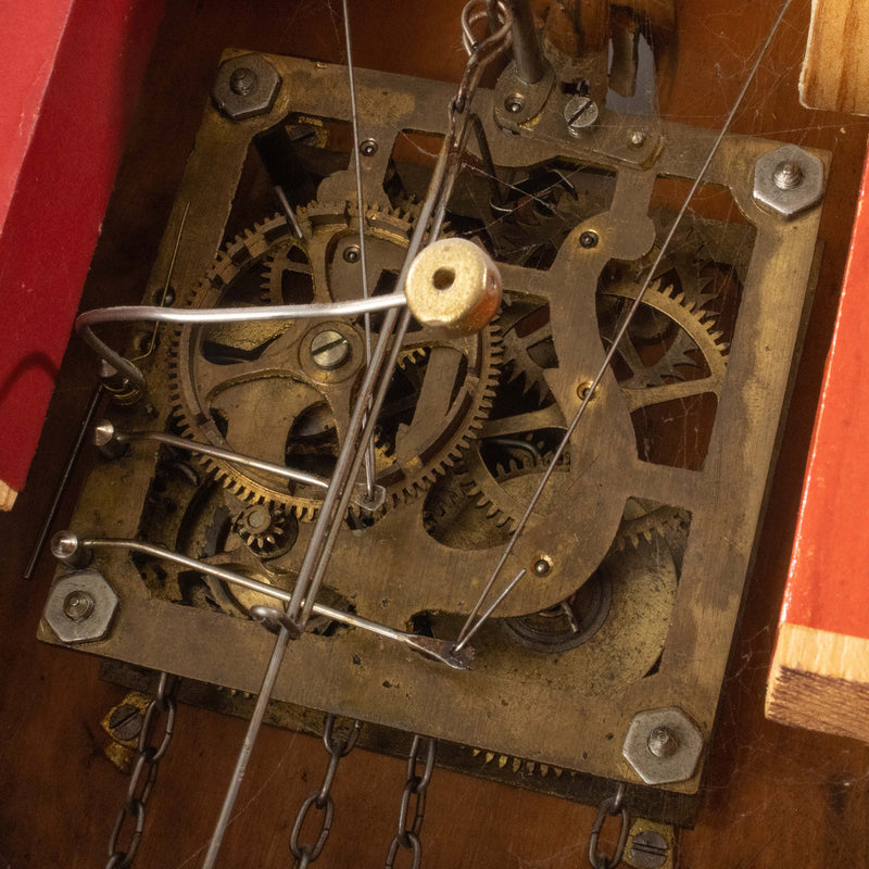 Carved Walnut Cuckoo Clock with Weights and Pendulum