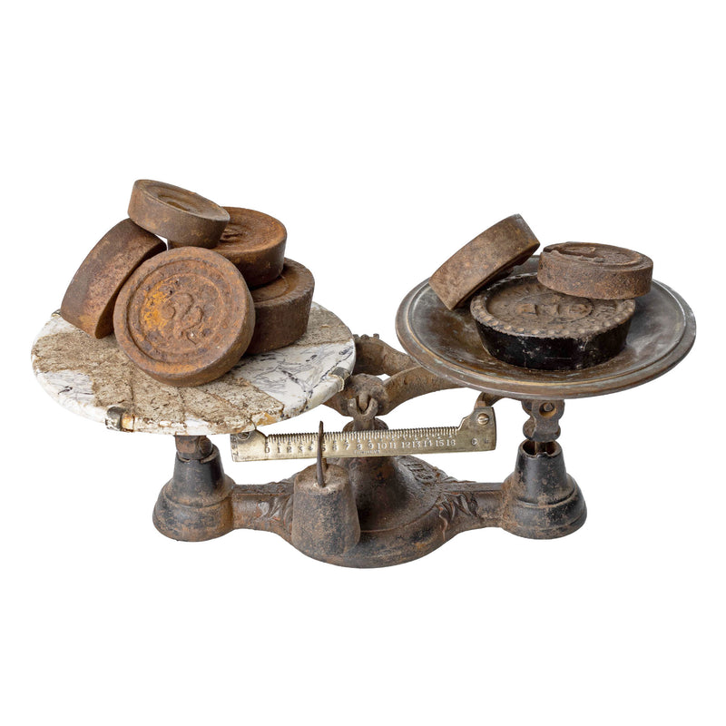 Vintage Chicken Balance Scale with 8 Weights