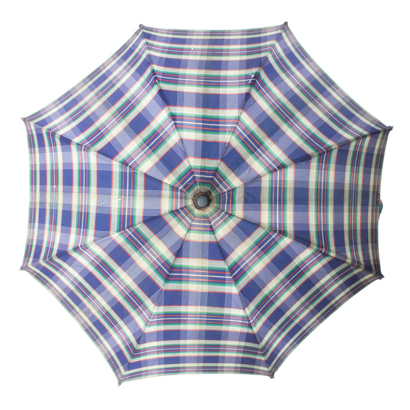Children's Plaid Umbrella with Blue Poodle Handle