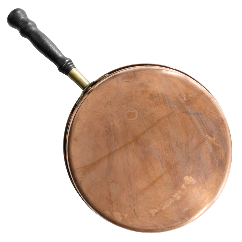 Copper Pan with Lid and Brass and Wood Handle