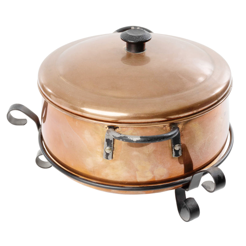 Copper Pot with Lid and Metal Stand