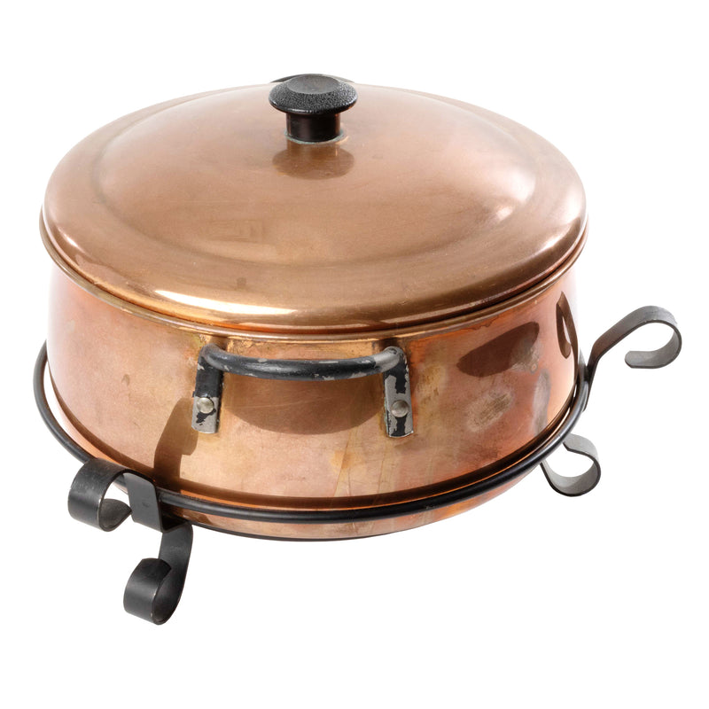 Copper Pot with Lid and Metal Stand