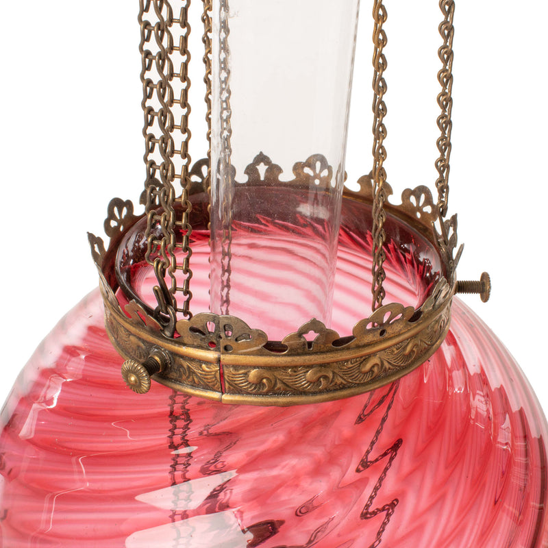 Cranberry Swirl Pulldown Parlour Oil Lamp