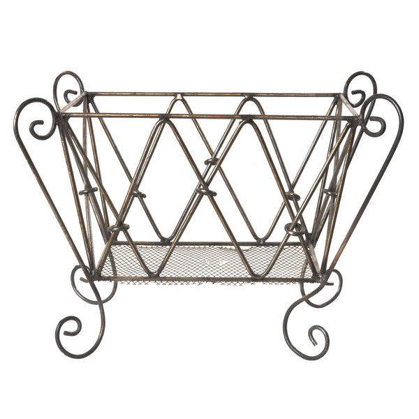 Decorative Iron Magazine Rack with Mesh Bottom