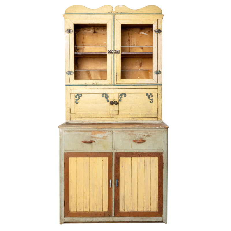 Doukhobor 2 Piece Painted Cupboard with Applied Scrolls