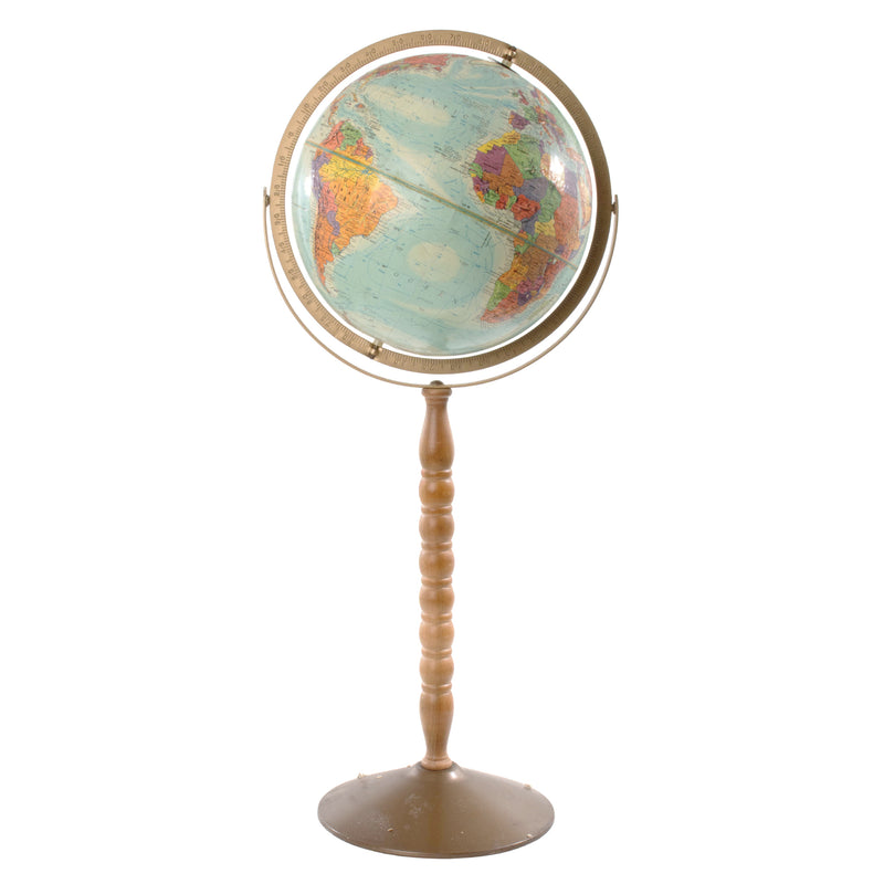 Globe on Wood and Metal Stand