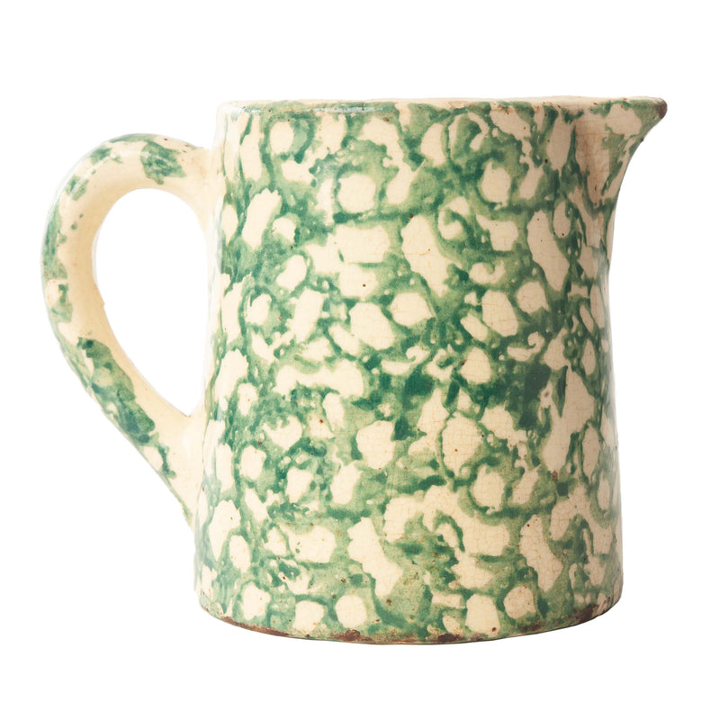 Green and Cream Stoneware Pitcher