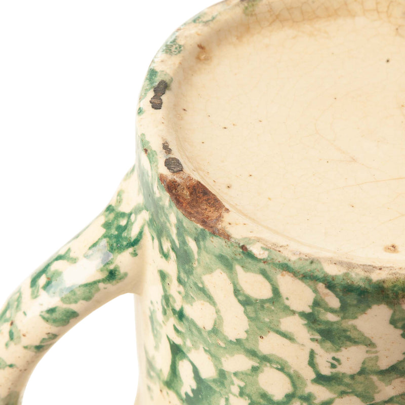 Green and Cream Stoneware Pitcher