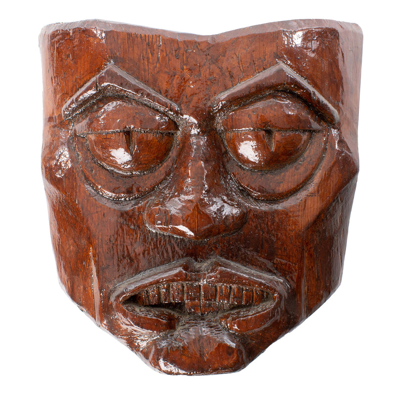 Hand Carved Glazed Folk Art Face