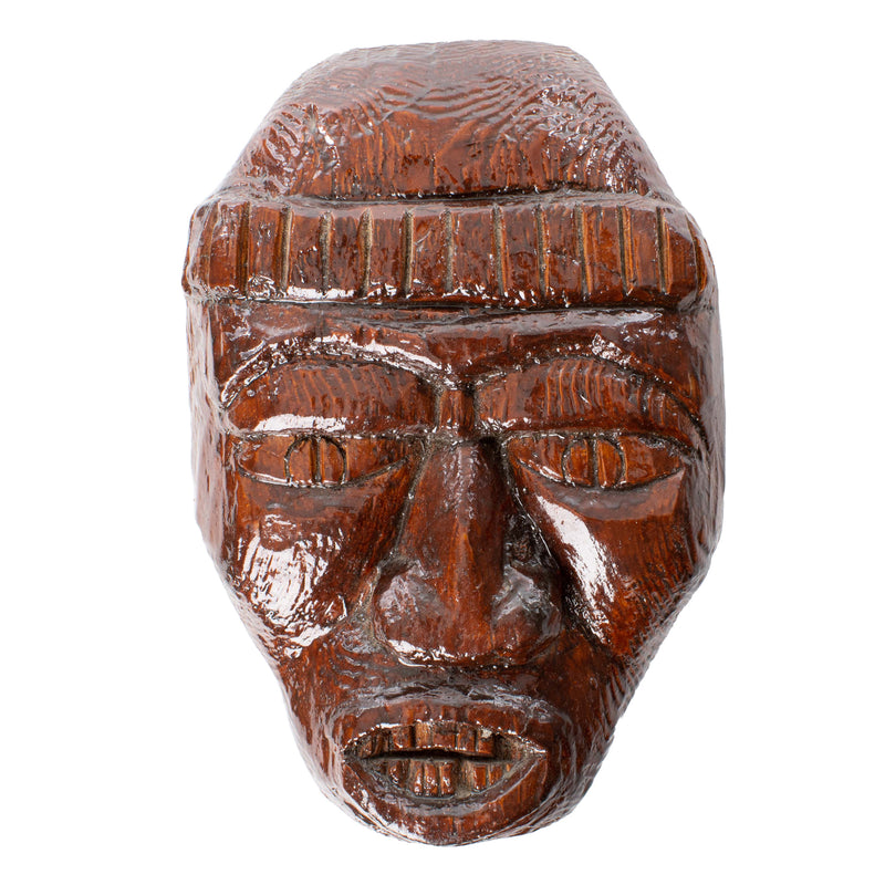 Hand Carved Glazed Folk Art Face