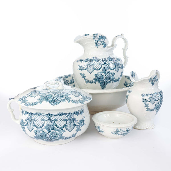 Blue and White Porcelain Wash Basin Set (7pcs.)