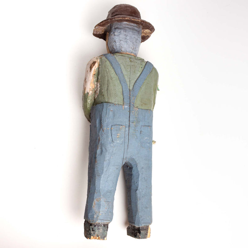 Hand Carved Wood Folk Art Fisherman