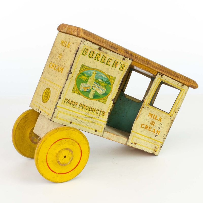 Borden Dairy Tin and Wood Toy Cart