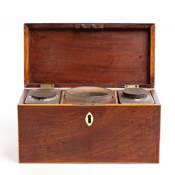 Victorian Tea Blending Set in Flame Mahogany Box