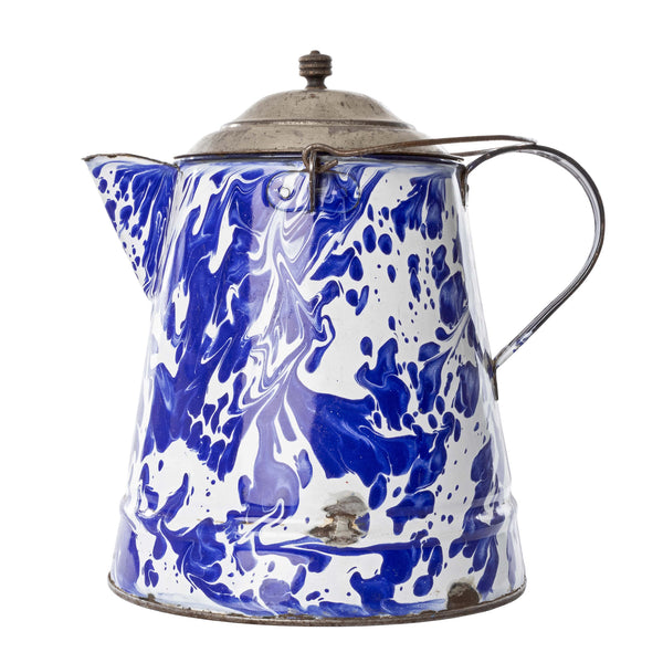 Large Blue and White Graniteware Kettle