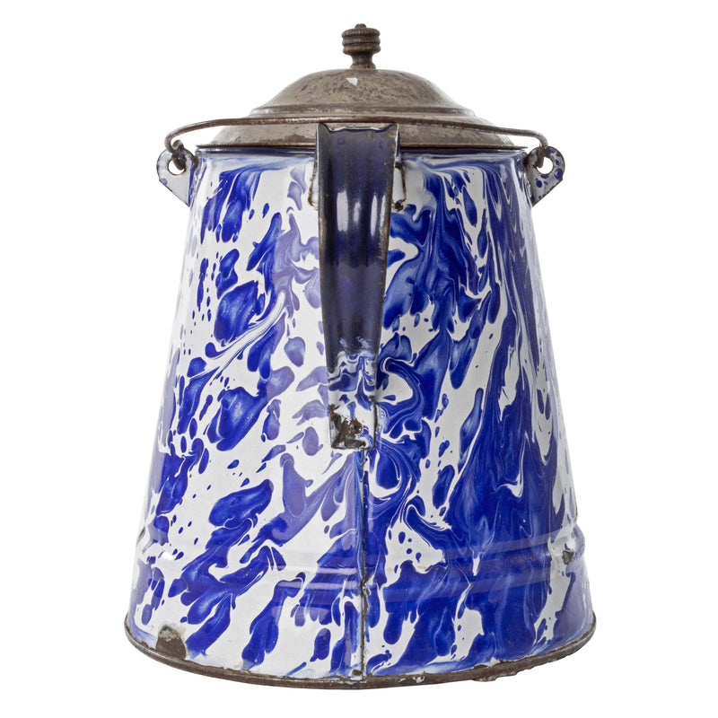 Large Blue and White Graniteware Kettle