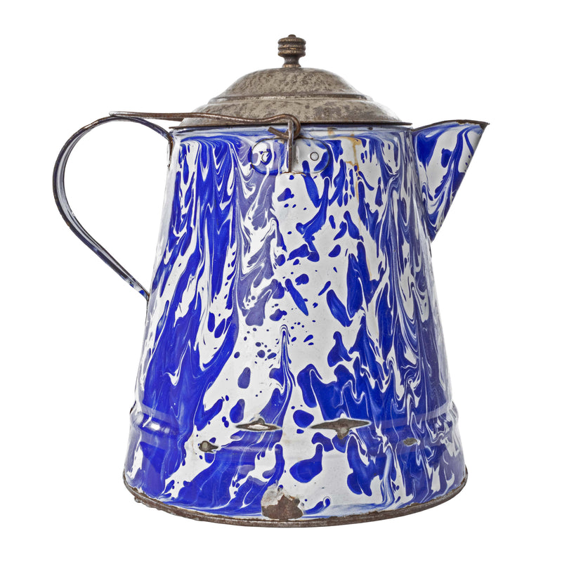 Large Blue and White Graniteware Kettle
