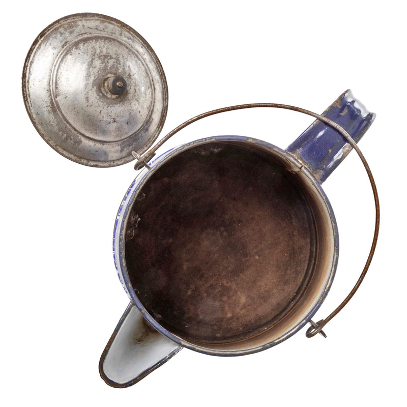 Large Blue and White Graniteware Kettle