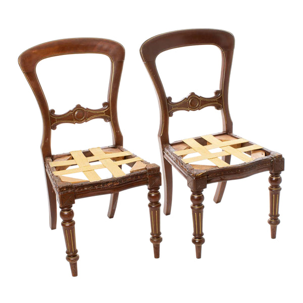 Mahogany Unupholstered Dining Chairs with Gold Detailing (Set of 4)