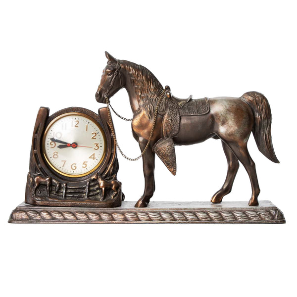 Metal Horse/ Horseshoe Mantel Clock