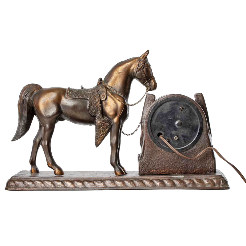 Metal Horse/ Horseshoe Mantel Clock