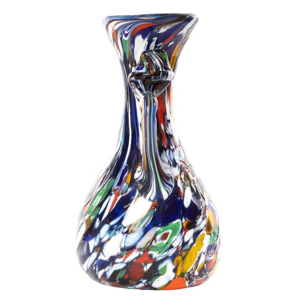 Multi Coloured Art Glass Vase with Handles