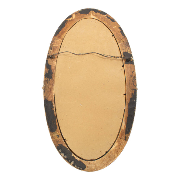 Oval Picture of Tree and Water in Gesso Frame