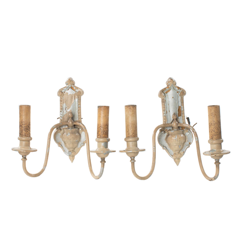 Painted Decorative Tin Double Sconce (Pair)