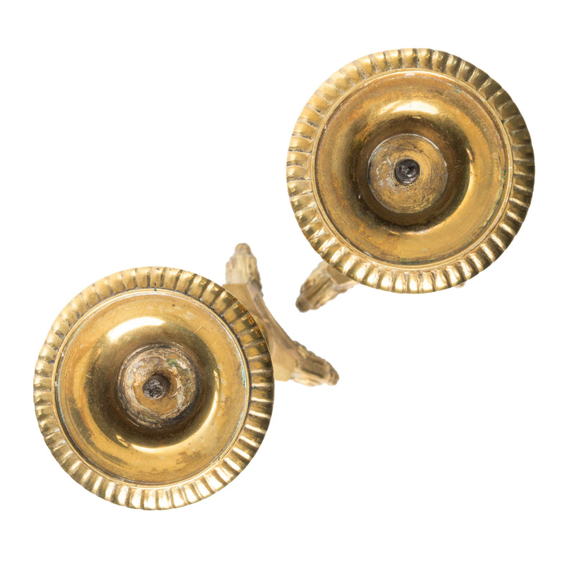 Pair of Brass Altar Candlesticks with Decorative Bases