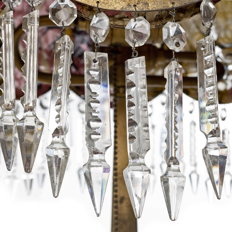 Pierced Metal Lamp with Crystals and Silk Liner