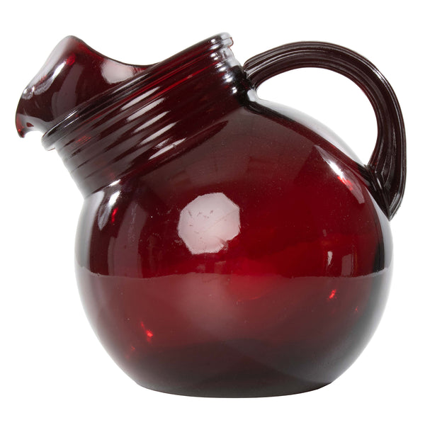 Red Glass Ball Pitcher