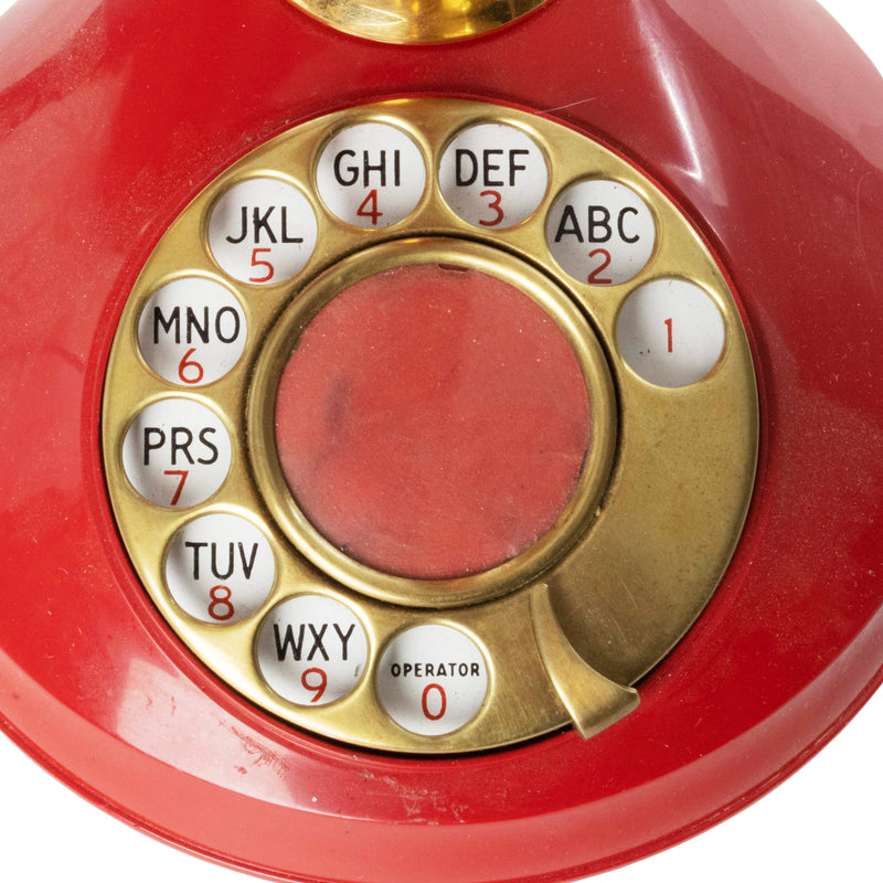 Red/ Gold Deco-Tel Candlestick Rotary Telephone
