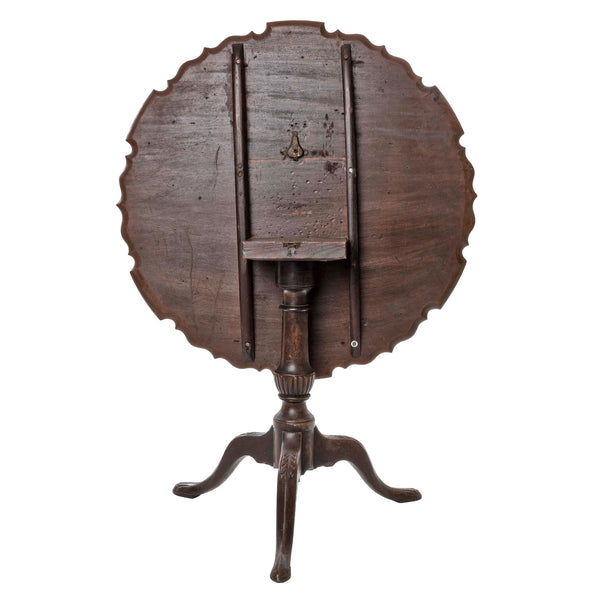 Round Mahogany Pie Crust Tilt Top Table