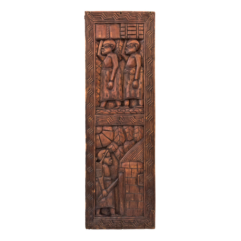 Salvaged Door Panel with 2 Carved Images